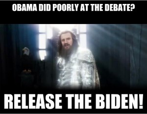 Zeus releases the Biden after Obama bombs the first debate.