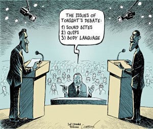 A political cartoon of the 2012 Presidential Elections in The USA.