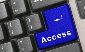 Accesibility graphic, keyboard with blue "Access" key.